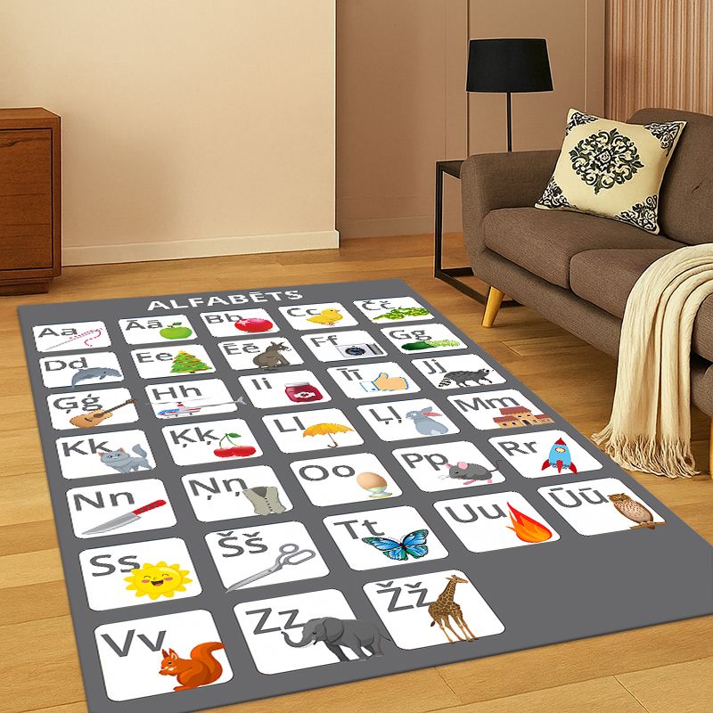 Abc Kids Early Education - Alphabet ABC Frühpädagogischer Cartoon-Spielteppich für Kinderzimmer,