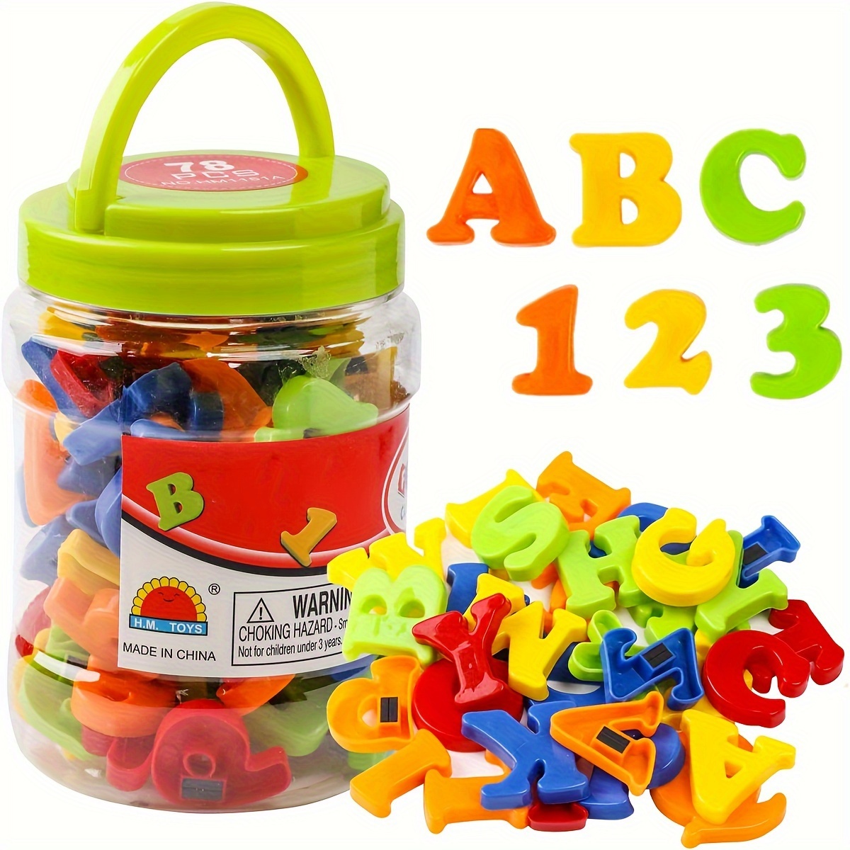 Kids Education Number - 78-teiliges magnetisches Buchstaben- und Zahlen-Alphabet, buntes