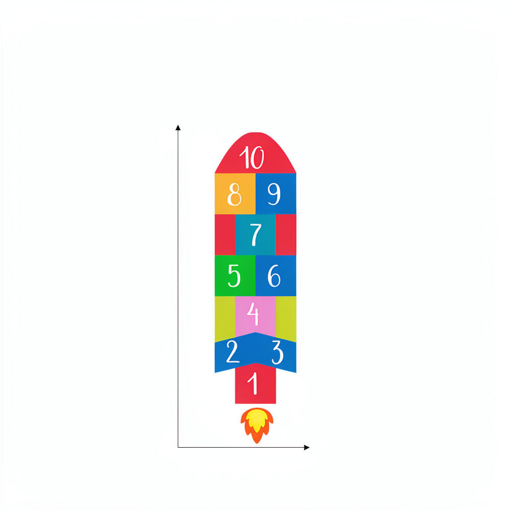 Kids Education Activities - Kreativer Raketen-Hopscotch-Wandaufkleber für das Kinderzimmer mit
