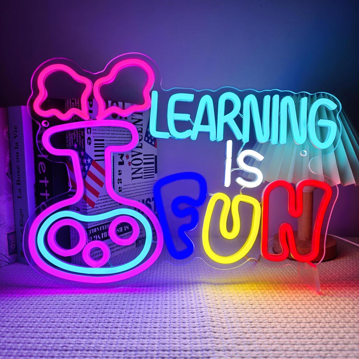 Kids Education Motivation - Lernen macht Spaß Neon-Schild USB Dimmbares