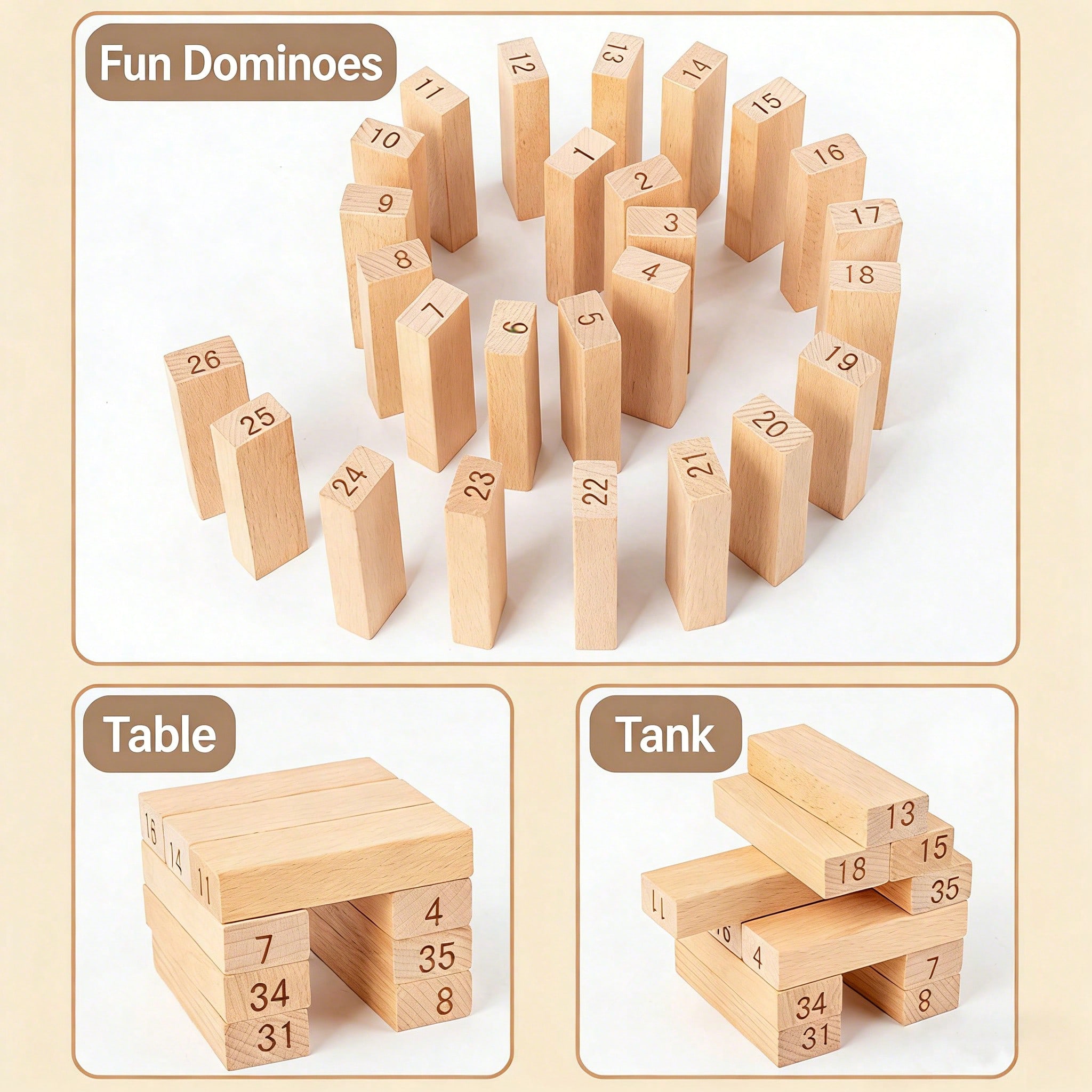 Holz-Stapelspiel mit Turm, 51  – Kids Education Number Bewertung und Preis